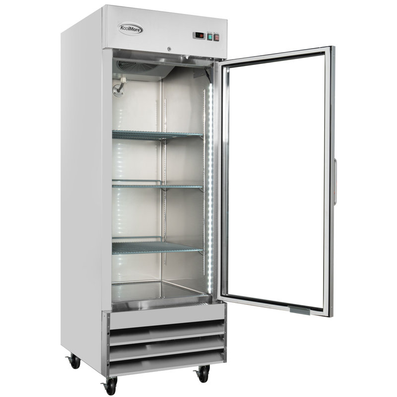 Réfrigérateur à porte simple en verre 29 po 29 po Pi. en acier inoxydable (RIR-1D-GD)