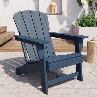 Outdoor Adirondack Chairs, HDPE Plastic Patio Chairs for All Weather, Weather-Resistant Fire Pit Chair with Wide Armrests & Slatted Back, Heavy-Duty Outdoor Seating for Patio, Deck, Lawn