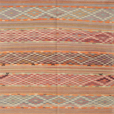 Tapis orange/vert/brun contemporain