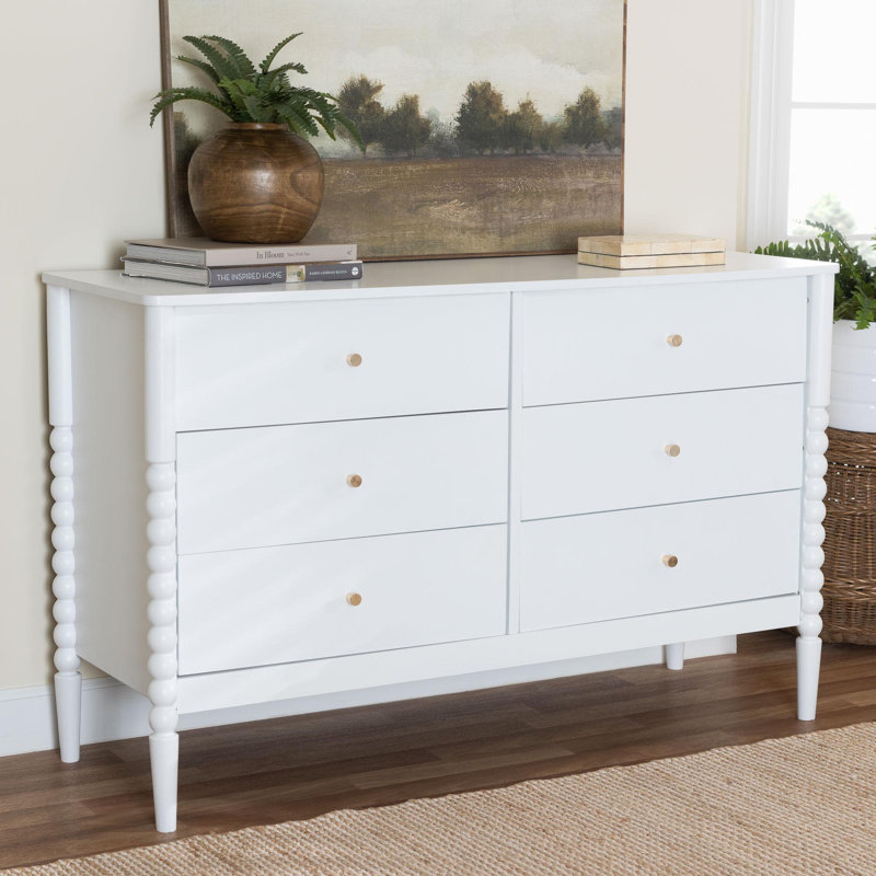 Commode 6 tiroirs Lucera, Blanc