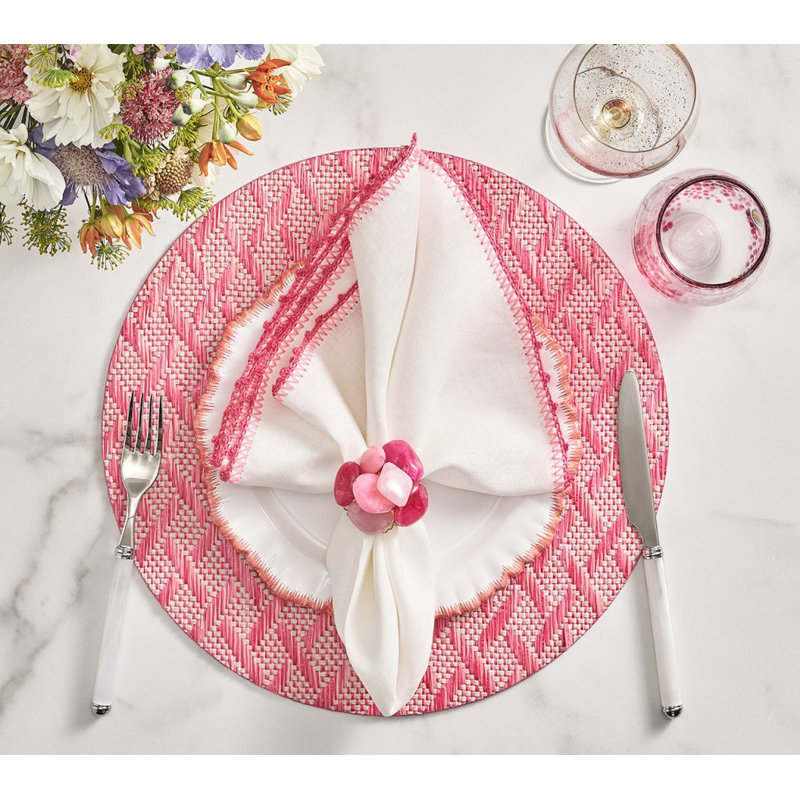 Knot Edge Linen Napkin, White/Pink/Blush