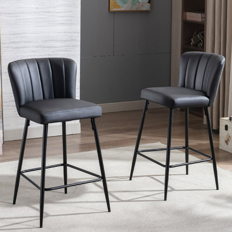 Cayenne Upholstered Counter Stool with Metal Frame, Black