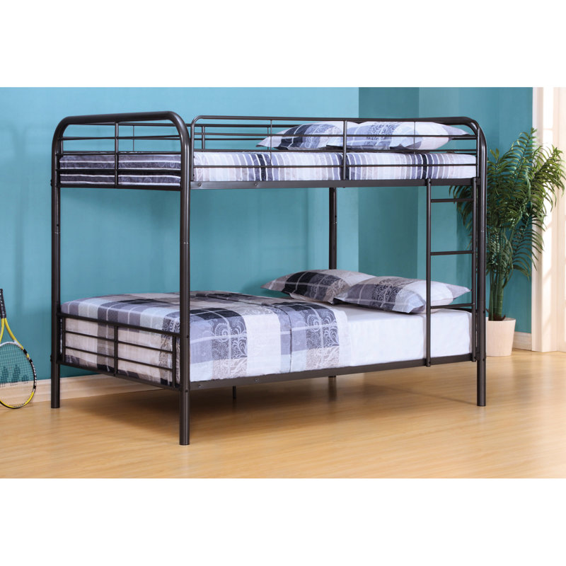 Full/Full Bunk Bed With Bristol Gunmetal Finish, Convertible To Two Full - Sized Beds, Metal Tube Slat System, Reversible , Length Guard Rail, 6 Inch Mattress Height For Top Bunk, 38 Rail , 11 Floor