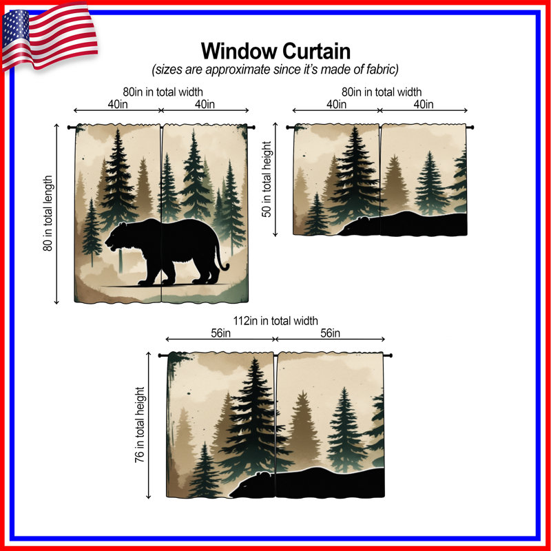 Bear In Forest Silhouette, 40 po x 60 po - 2 panneaux, Transparent