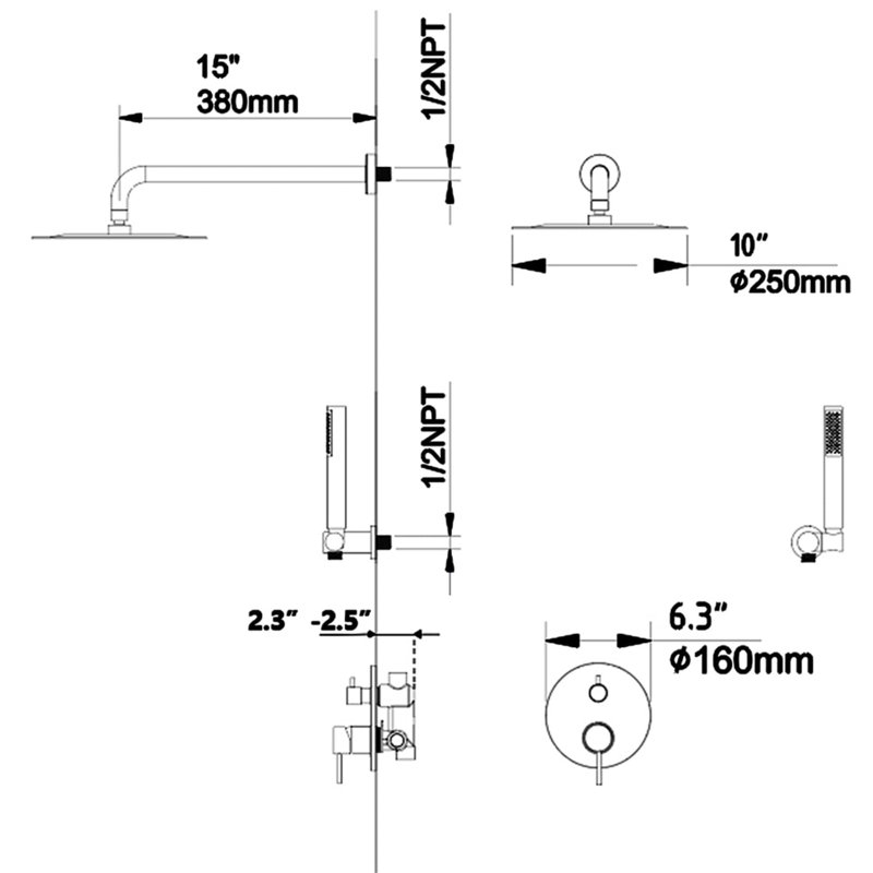 All-In-One Kit with Rough in-Valve, Matte Black