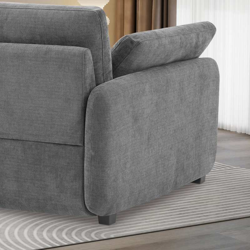 Fauteuil d'appoint moderne et surdimensionné en chenille, Gris