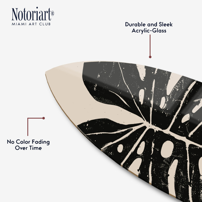 Encre Monstera, ensemble de planche de surf acrylique, art mural côtier par Notoriart