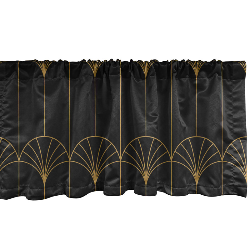 Geometric Tailored Window Valance, 54" W x 18" L, Black/Sand Brown