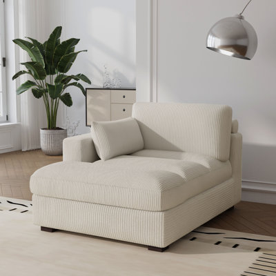 Chaise longue rembourrée avec coussin et pieds en bois massif l 42 po Stoneville