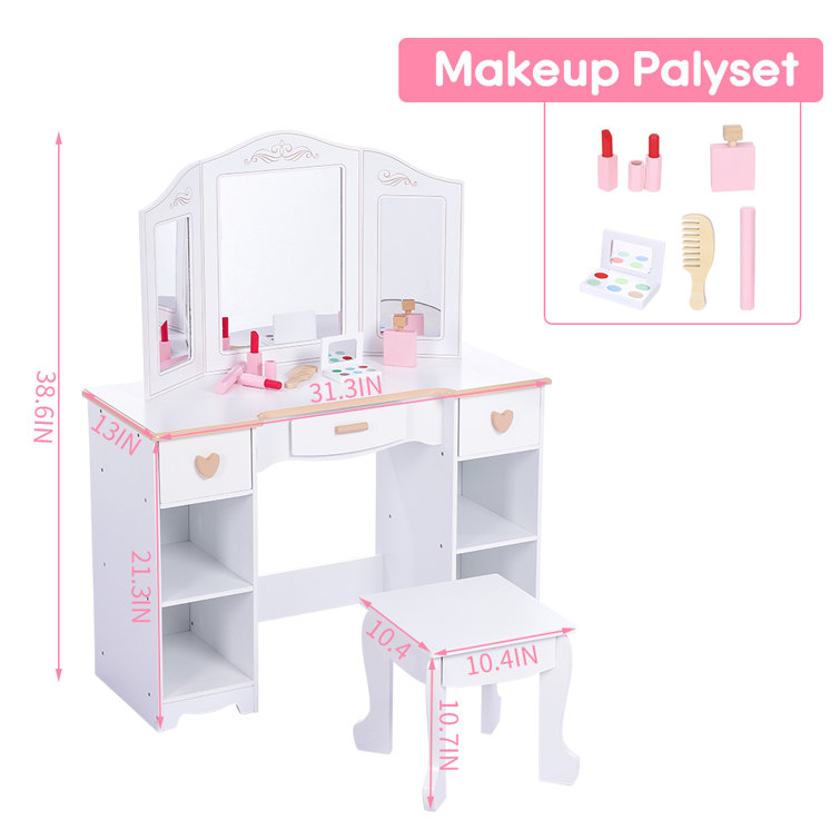 Harriet Bee Diega Kids Vanity Set with Mirror & Reviews