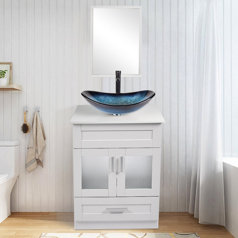 Ensemble de meuble-lavabo simple 24 po avec miroir Minela