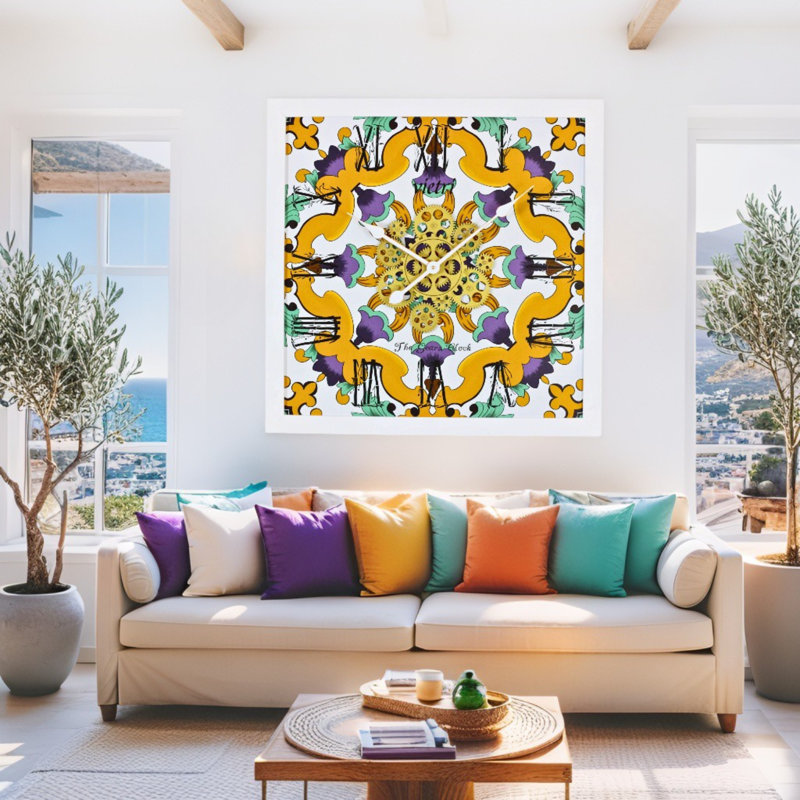 Horloge murale en bois massif, Orange