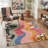 Verdant Floral Machine Washable Green / Pink / Blue / Yellow / Orange Indoor Area Rug with Non-Slip Backing-128992482