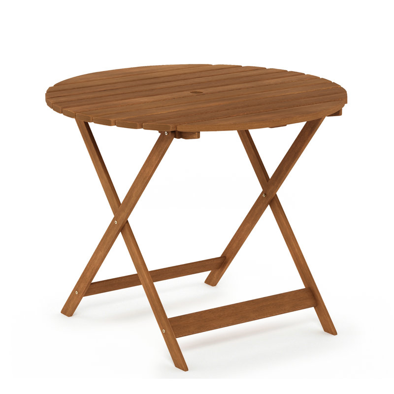 Round Folding Outdoor Bistro Table With Umbrella Hole , 89.9cm cm W 89.9cm cm D