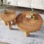 Edija 2 Piece Big Solid Wood Legs Coffee Table with Wooden Growth Ring Tabletop