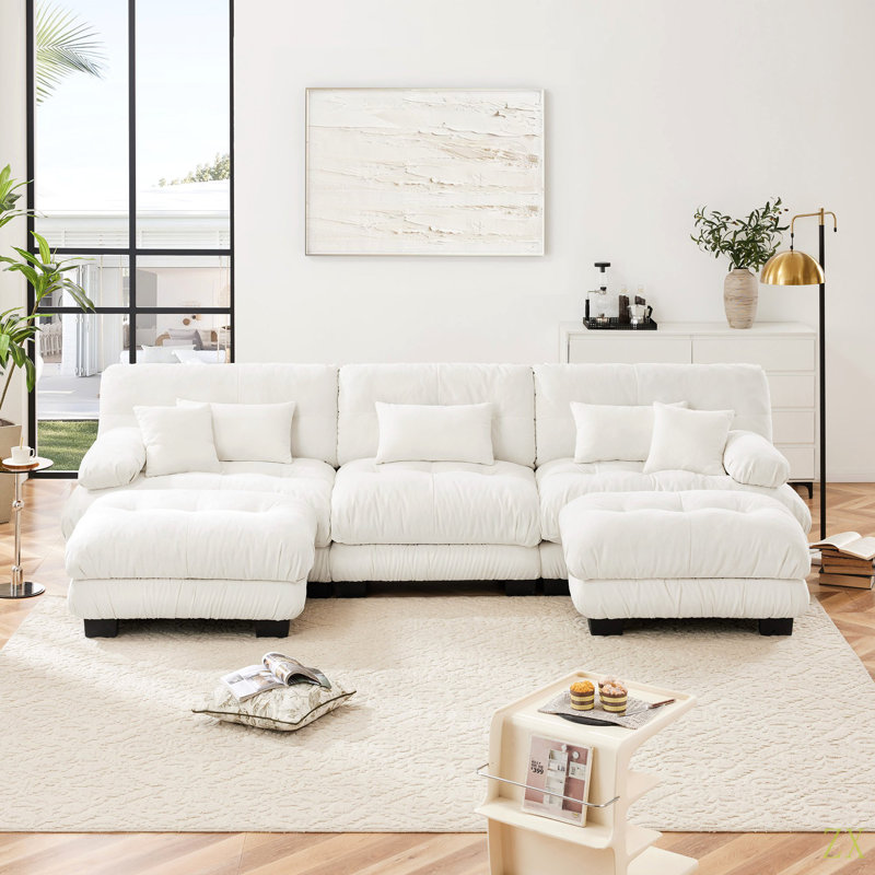 Canapé modulaire Luxury Luxury, Chenille blanche