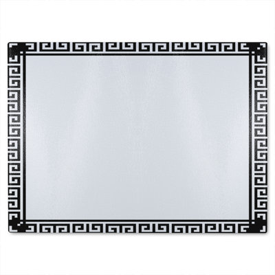 Greek Key Border Frame Glass Chopping Board