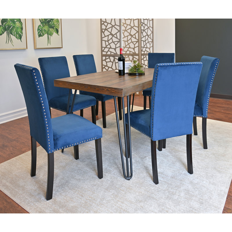 Ensemble de salle à manger 7 pièces, table à manger en épingle à cheveux avec 6 chaises