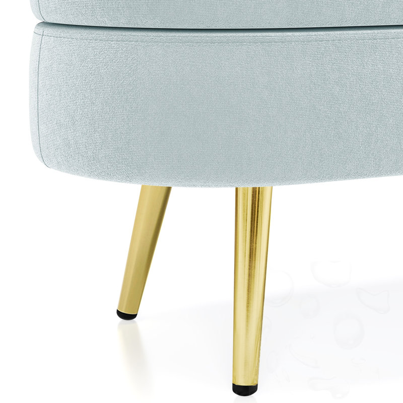 Oval Storage Bench With Metal Legs, Cyan