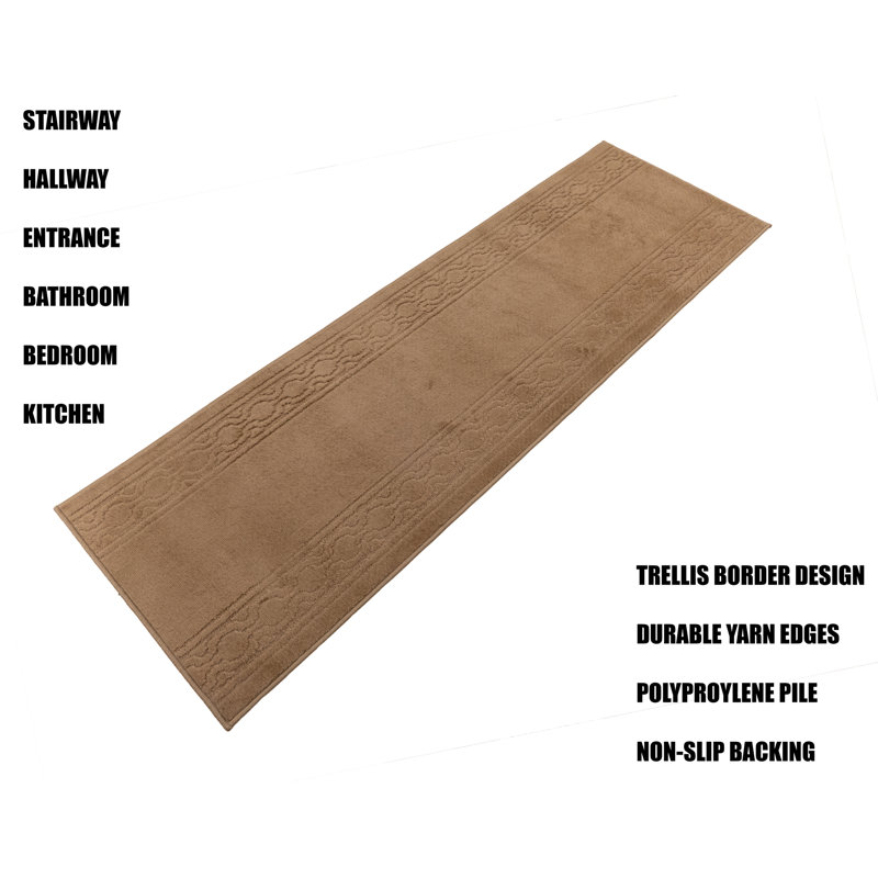 Tapis antidérapant à treillis beige, Tapis de couloir 2 pi 2 po x 30 pi