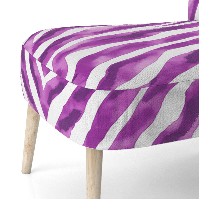 Chaise d'appoint rembourrée Zebra, Mauve / Blanc