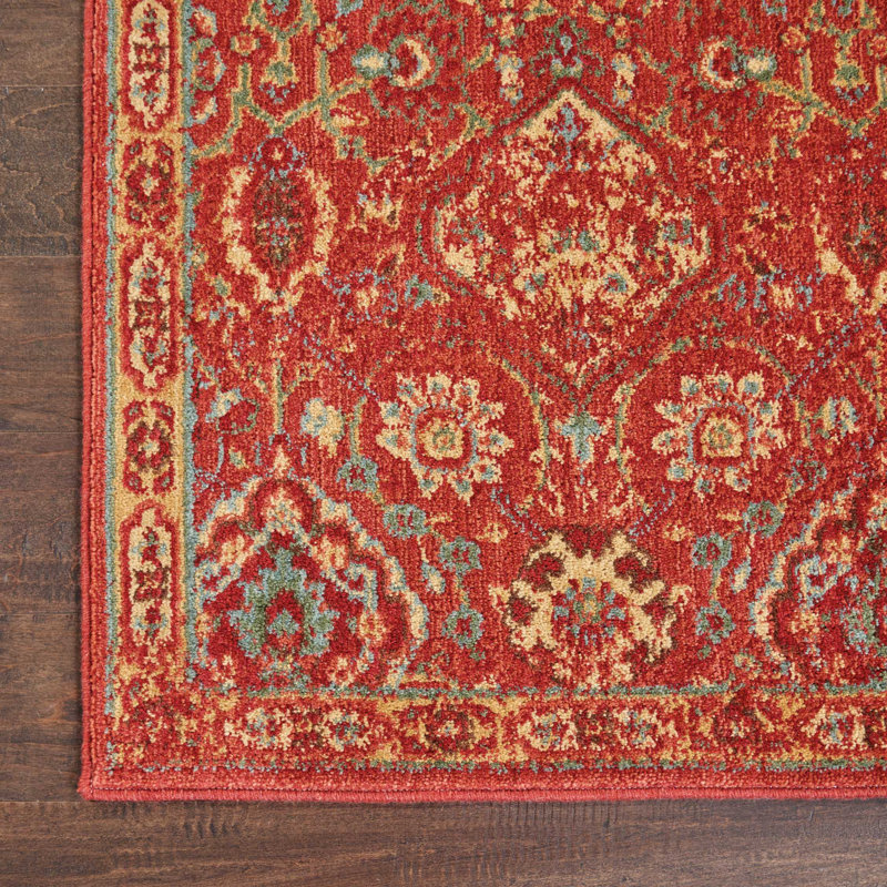 Tapis rouge d'inspiration persane Anastasia, Rectangle 2 pi x 2 pi 9 po