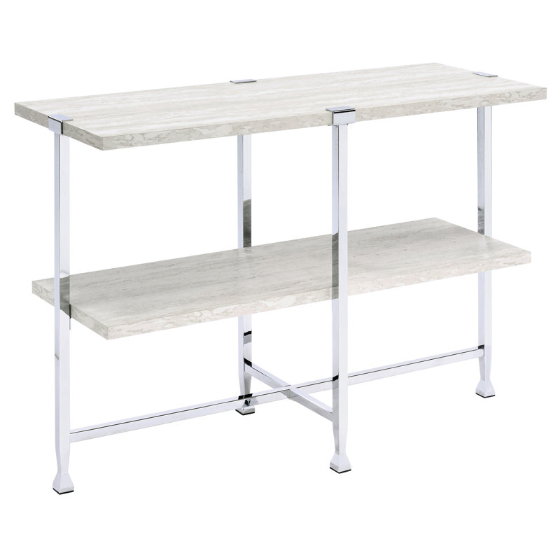 Table contemporaine en chêne blanc avec tablette pour tous les essentiels du quotidien