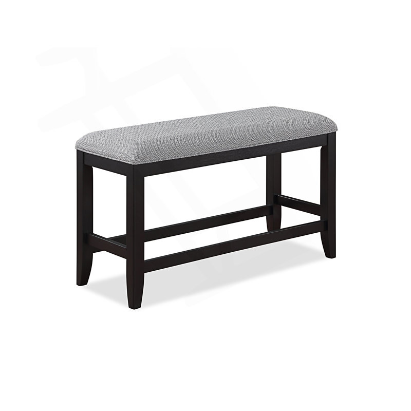 Transitional Upholstered Counter-Height Dining Bench, Gray, Brown
