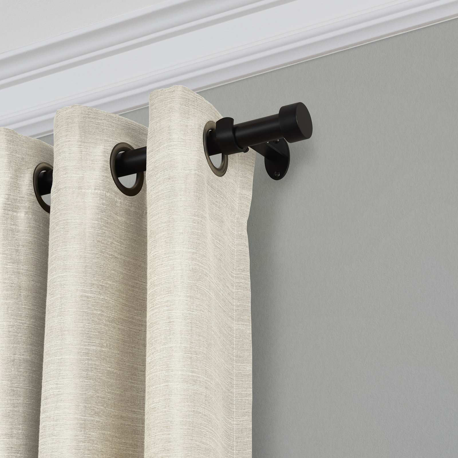 Victorine Cap Finial Single Curtain Rod, Oil-Rubbed Bronze, 1.5" H x 86" W x 5" D