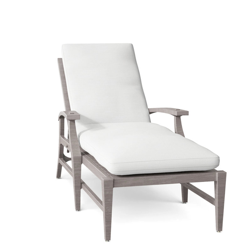 Croquet Aluminum 78.38" Long Reclining Single Chaise with Cushions, No Welt, Oyster, Intermix Bark