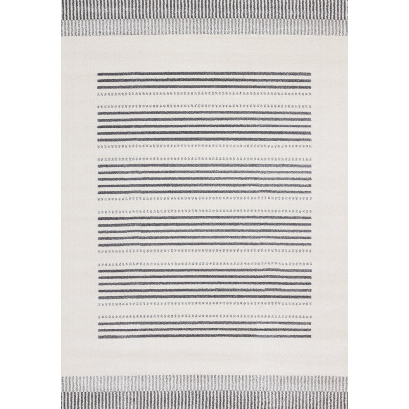 Tapis moderne à rayures Cleckheat, Rectangle 6 pi 7 po x 9 pi 10 po
