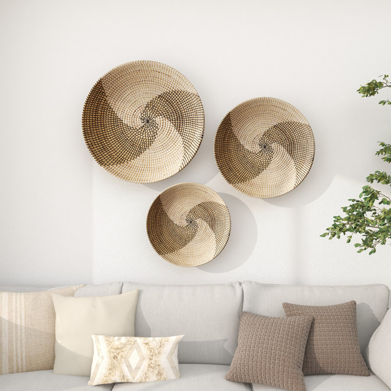 Seagrass Handmade Spiral Basket Plate Home Wall Decor