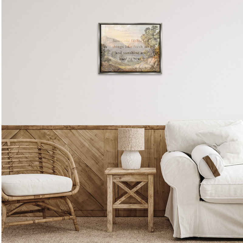 «Fresh Air Sentiment Landscape», peinture murale encadrée par Daphne Polselli, H 17 po x l 21 po, Cadre flottant gris lustré
