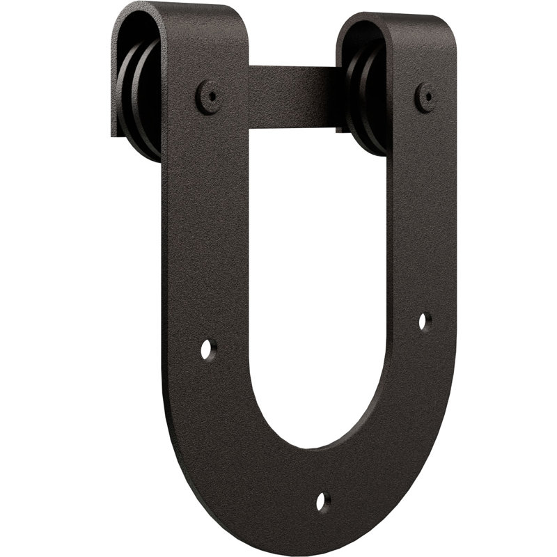 Premium Horseshoe Roller Hanger Steel Single Door Barn Door Hardware Kit Standard Single, Arch Bronze