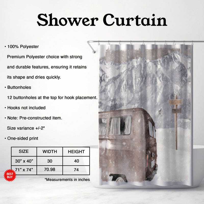 Brooksey Shower Curtain, 74"H x 71"W