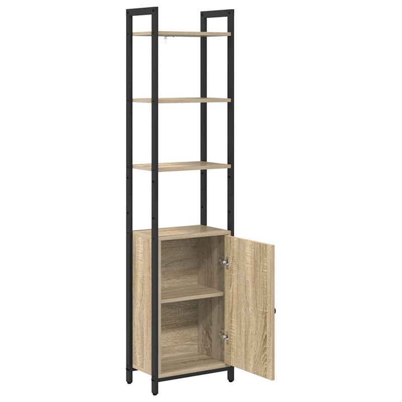161cm H x 40cm W Steel Book Cabinet Bookcase, Sonoma Oak