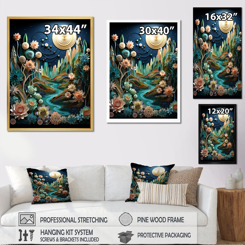 Cactus bleu sarcelle crépuscule I - art mural sur toile Cactus, H 20 po x l 12 po x P 1 po, Toile tendue