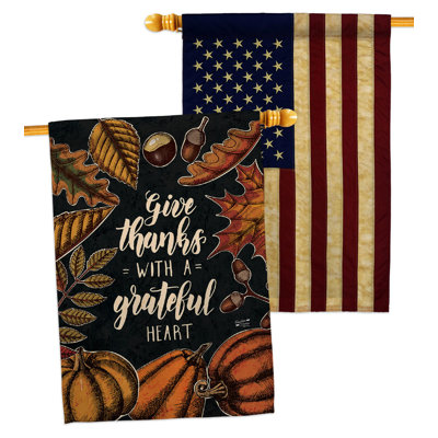 Drapeau de maison 40 po x 28 po Grateful Heart