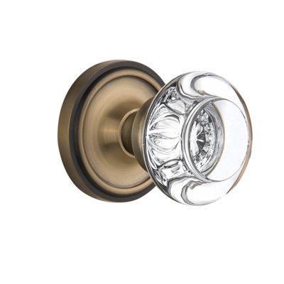 Bouton de porte à mortaise intérieure ronde avec rosette classic crystal