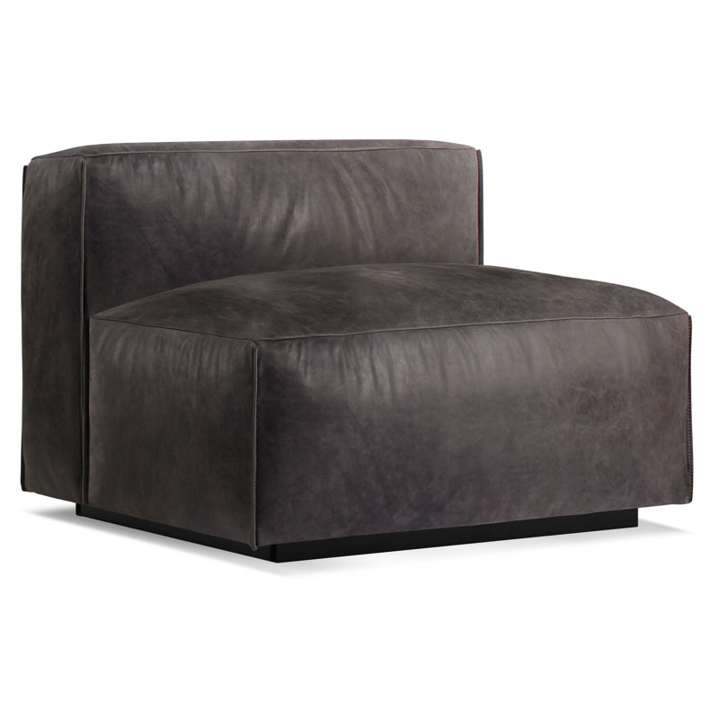 Cleon Slipper Chair, Slate Genuine Leather