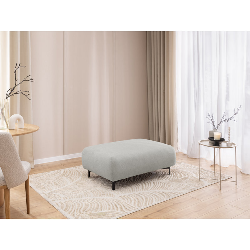 Footstool Cardea In A Design, Made Of Soft Textured Fabric With High Seating Comfort, Light Grey