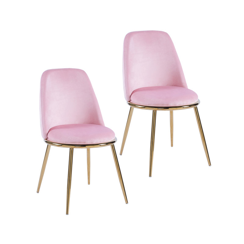 46cm H Velvet Upholstered Side Chair, Pink