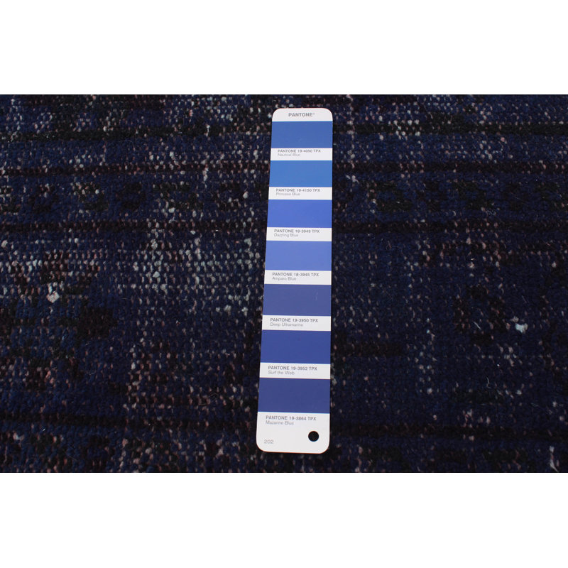 Tapis bleu marine en laine noué à la main de conception unique 2000 pi 5 pi 11 po x 8 pi 10 po Olafs