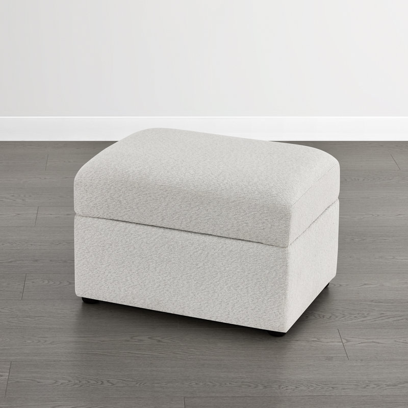 23.6” W  Upholstered Ottoman With Storage, White