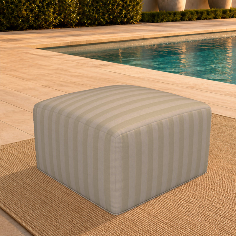 Repose-pieds extérieur Praia Sunbrella®, H 16 po x l 29 po x P 29 po, Moineau expressif rayé Sunbrella®