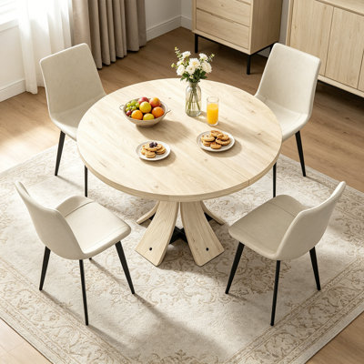 Ensemble de table de salle à manger 5 pièces, ensemble de table de cuisine moderne Mid-Century 43,4 po avec 4 chaises rembourrées, pour la salle à manger de cuisine