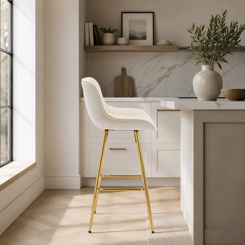 Ensemble de 30 tabourets de bar 30 po avec repose-pieds chromé, Crème, Tabouret de bar (siège d’une hauteur de 30 po)