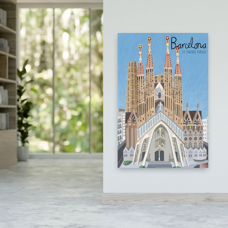 Barcelona Sagrada Familia Abstract Contemporary Architecture City Wall Art Print 1 Piece Wrapped Canvas Wall Art