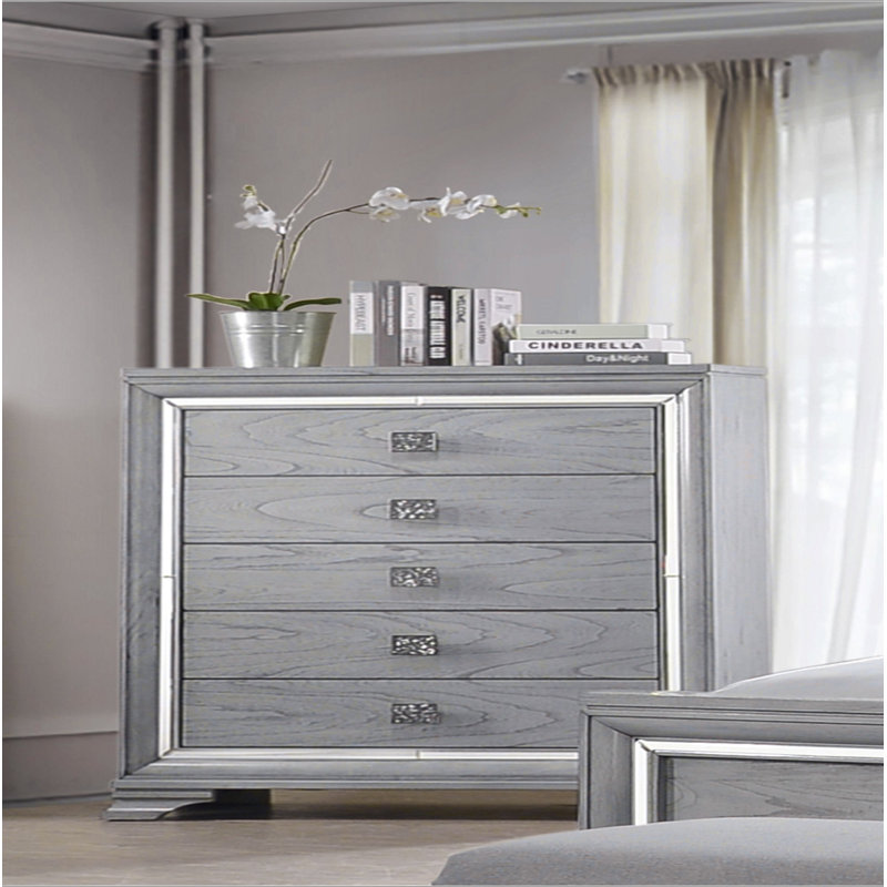 Mobilier de chambre à coucher contemporain contemporain en bois massif gris clair
