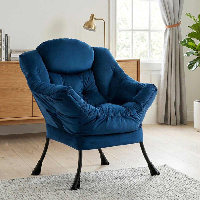 Arrowpoint Velvet Armchair, Dark Blue